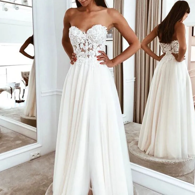 JIERUIZE robe de mariee Сексуальное Милое шифоновое свадебное платье Кружева Аппликации с открытой спиной пляжные свадебные Платья vestidos de noiva