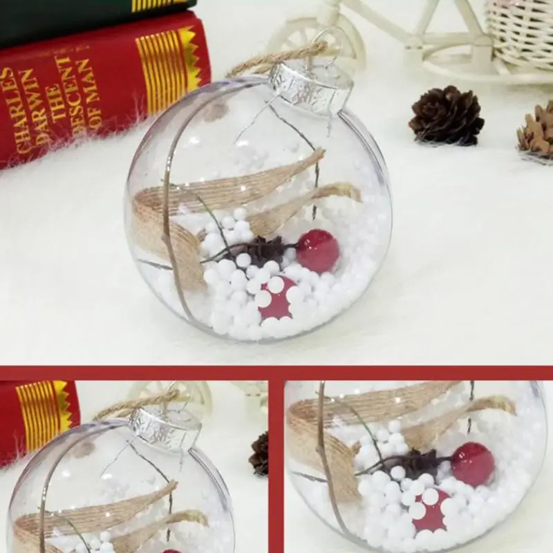 Romantic Design Christmas Tree Pendant Hanging Decorations Ball Transparent Plastic christmas ball ornaments