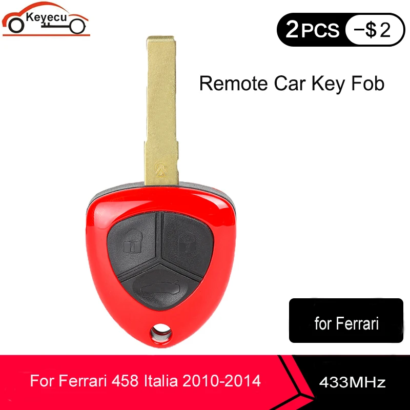 KEYECU Новый Умный сменный дистанционный брелок 3 кнопки 433 МГц ID48 чип для Ferrari 458 Italia