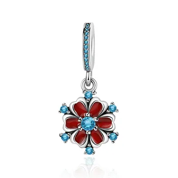 

2019 NEW 100% 925 Sterling Silver Brand New Flashing Temperament Sapphire Dahlia Pendant Charm Original Charming Women Jewelry
