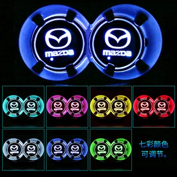 

2pcs Led Car Logo Cup 7 Color lights Luminous Coaster For Mazdas CX-5 CX 5 CX5 2013 2015 2017 2018 2019 2020 Car Accessories