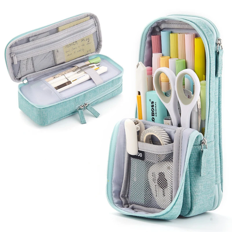 Angoo Double Face Pencil Bag Pen Case Special Macaron Color Dual Side  Canvas Storage Pouch Stationery School Travel Gift F899