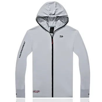 

DAWA Fishing Clothing Anti UV Breathable Quick-drying Professional Fishing Clothes Men Zippers Mesh Hooded Fishing Shirt