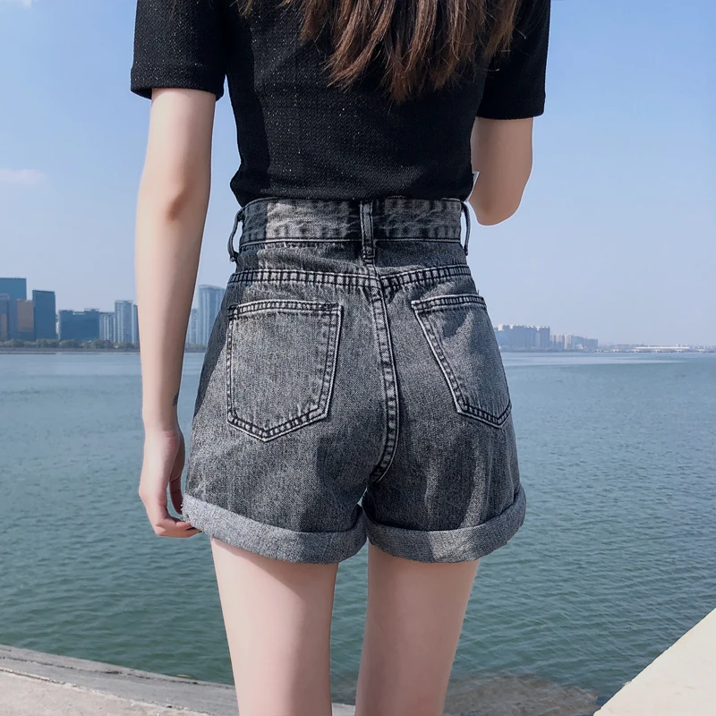 New 2020 Summer Women Casual Denim Shorts Girls Elastic Waist Wide Leg Shorts Plus Size 5XL Ladies Loose Shorts Female Shorts
