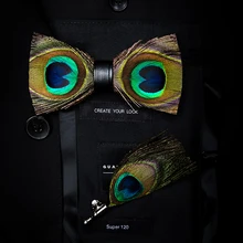 Модный мужской Павлин натуральный перо Благородный Темперамент Европейский Американский галстук-бабочка набор свадебный