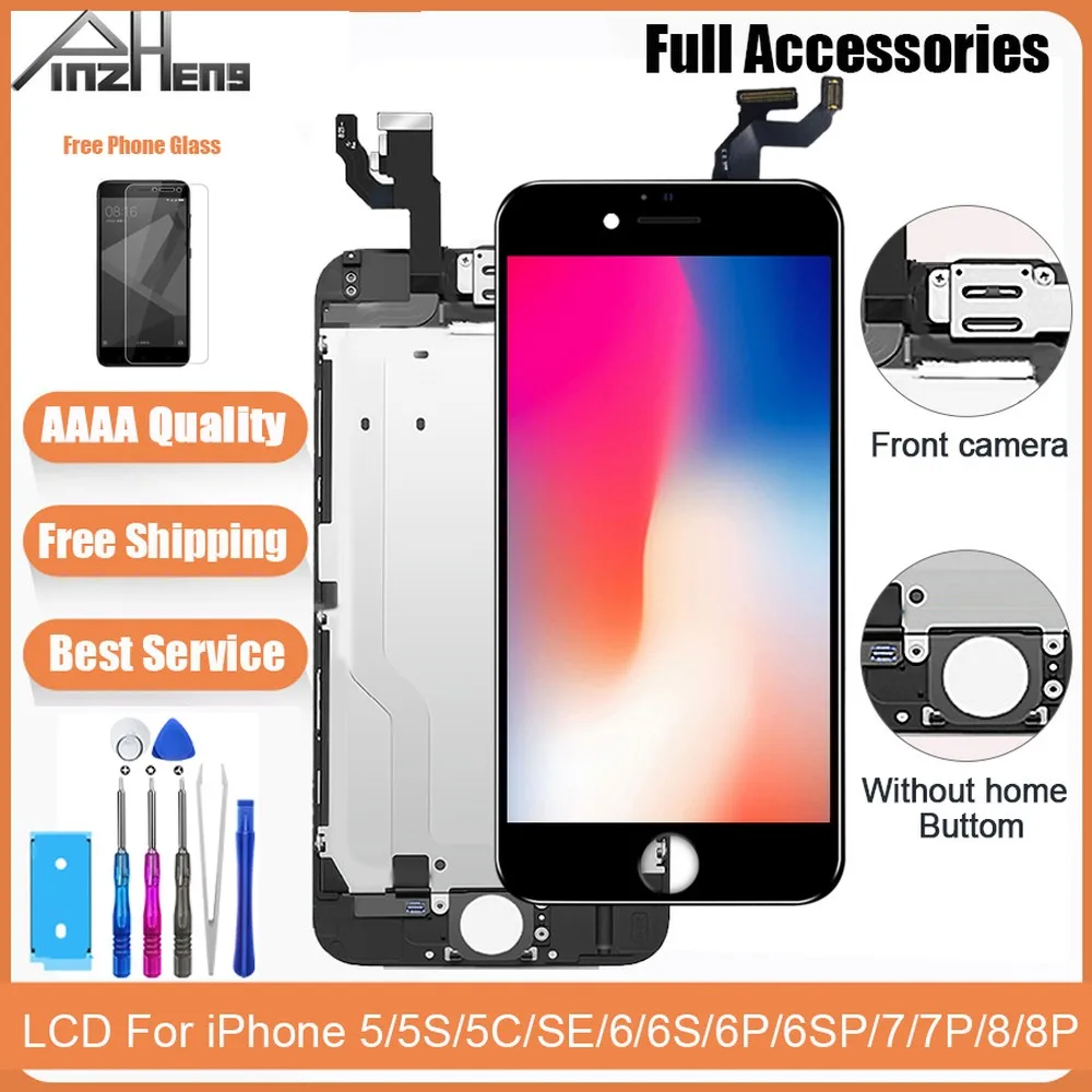 ЖК-экран для iPhone 5, 5C, SE, 5S, 6, 6 S, 7, 8 Plus, дисплей, полная сборка, дигитайзер, без битых пикселей, 3D сенсорный, запасной ЖК-дисплей