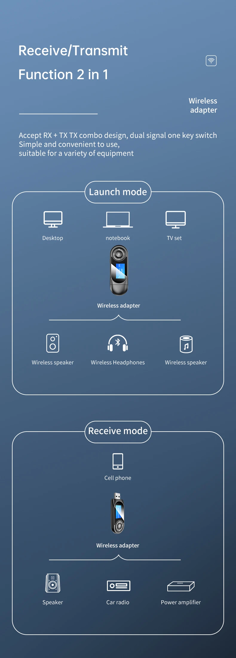 bluetooth 5.0 com microfone para tv pc