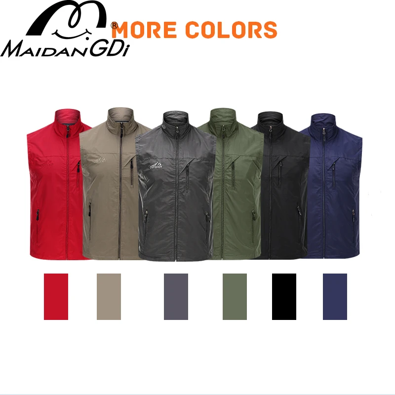 MaiDangDi Waterproof Outdoor Vest 2021 Fishing Climbing Hiking Work Sleeveless With Many Pocket