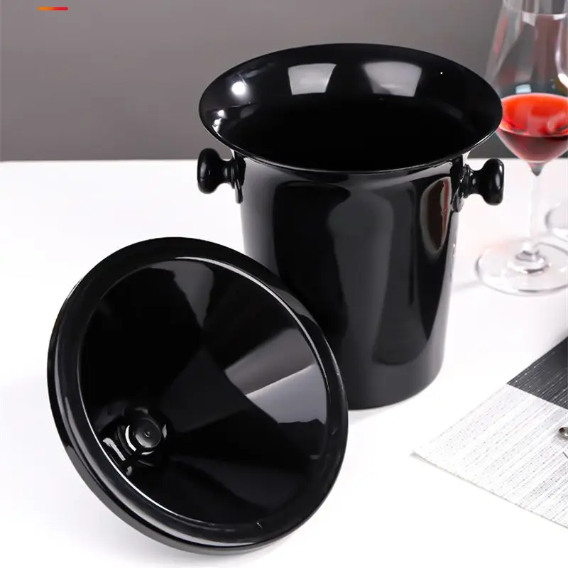 3X Wine Dump Zwarte Plastic Wijn Spittoon - Standaard Grootte met Zwarte Trechter Champagne Emmer