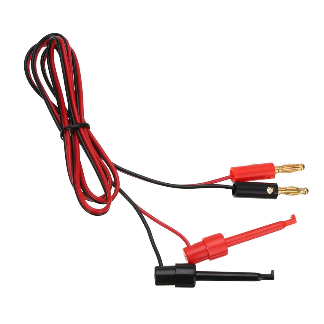 1 Pair Multimeter Tools 4mm Gold Plated Banana Plug to Test Hook Clip Lead Cable 1M(3.3Ft)