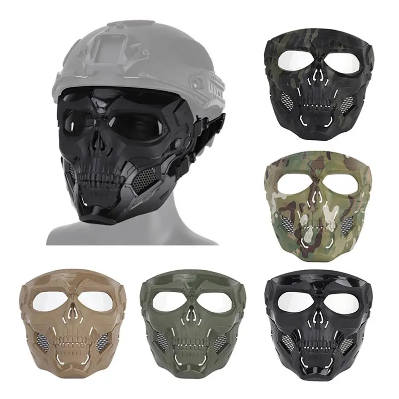 Halloween Skeleton Airsoft Mask Full Face Skull Cosplay Masquerade Party Mask Paintball Military Co