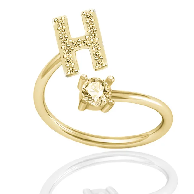 Rishon Initial Letter H Adjustable 18k Yellow Gold Plated Ring - Etsy