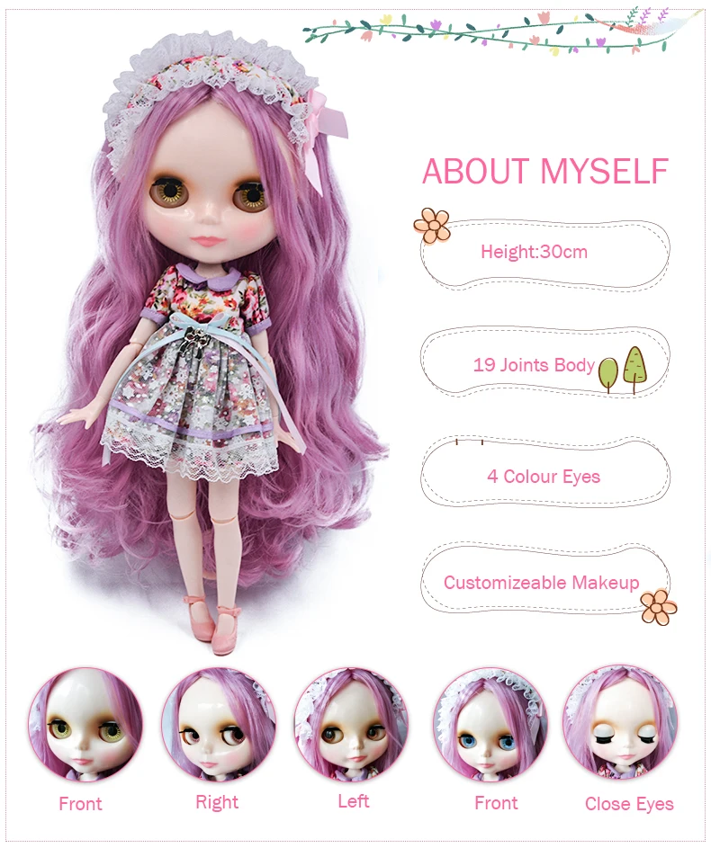 Кукла Blyth BJD, кукла Blyth, Обнаженная, индивидуальные блестящие куклы для лица, можно изменить макияж и платье, DIY, 12 дюймов, шарнирные куклы 1