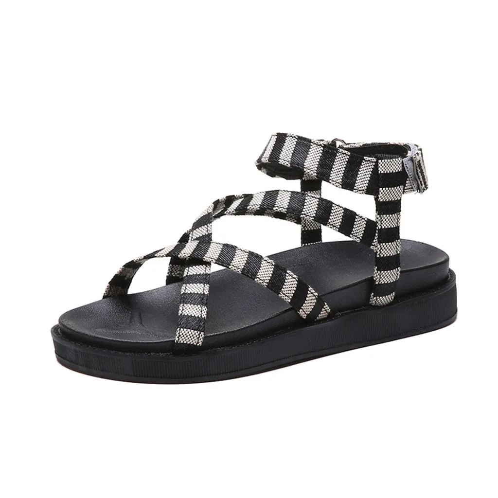 

SAGACE new Fashion flat Sandals Women Soft Comfort Striped Rome Casual Shoes Slipper Summer Sandals Women Shoes Leisure Femme