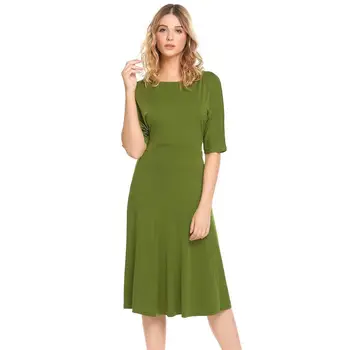 

Daily suit OWLPRINCESS 2019 summer new sexy temperament round neck solid color dress