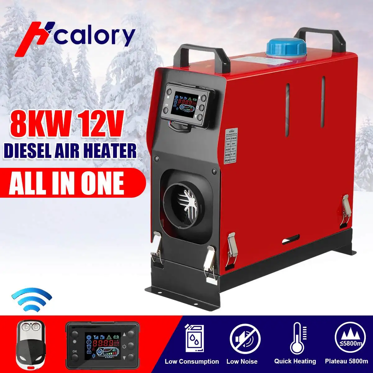 Hcalory 1KW-8KW Регулируемый 12 в воздушный дизельный Обогреватель ЖК-экран+ пульт дистанционного управления все в одном парковочный обогреватель