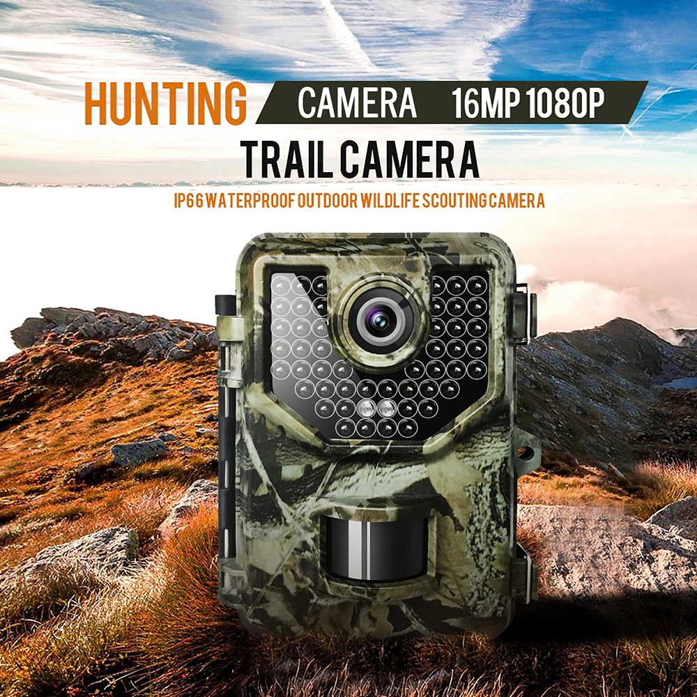 

E2 Trail Camera 16MP 1080P 48pcs Infrared LEDs Hunting Camera Waterproof 120 Degree Angle Outdoor Wild Gamge Camera