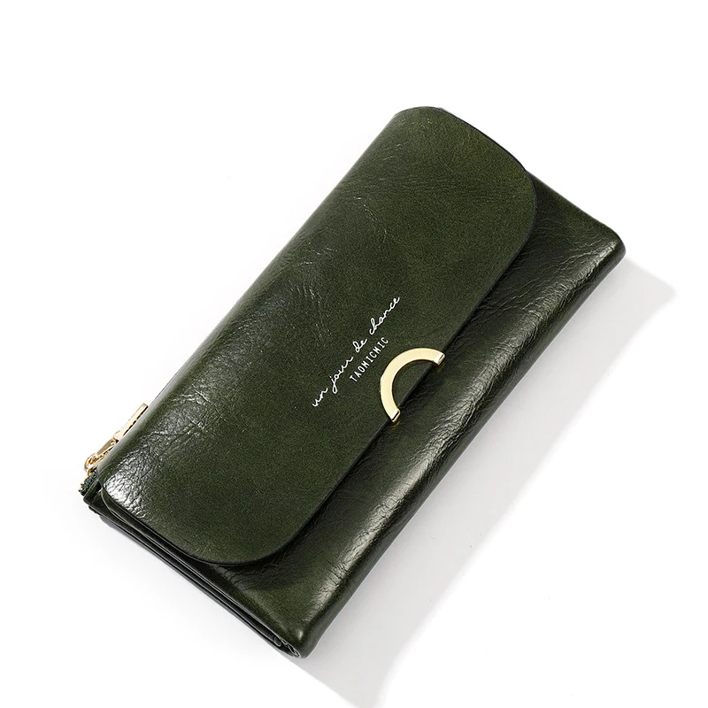 Luxury Leather Female Purses Large capacity Women Wallets Hasp Famale Long Clutch High Quality Coin Wallet Card Holder Fashion - Цвет: Green