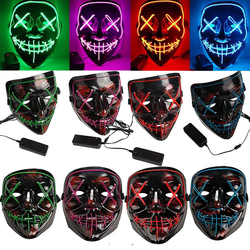 

Halloween Scary Mask Costume Mask EL Wire Light Cosplay LED Costume Mask Wire Light for Halloween Festival Party 10 Colors Q30