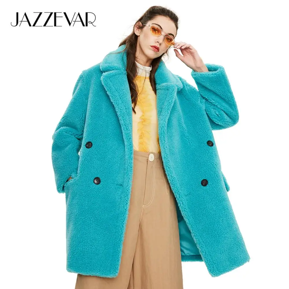 En Ligne JAZZEVAR 2019 hiver nouveauté manteau de fourrure femmes de haute qualité mi longueur style vêtements d extérieur vêtements amples chaud manteau femmes K9052