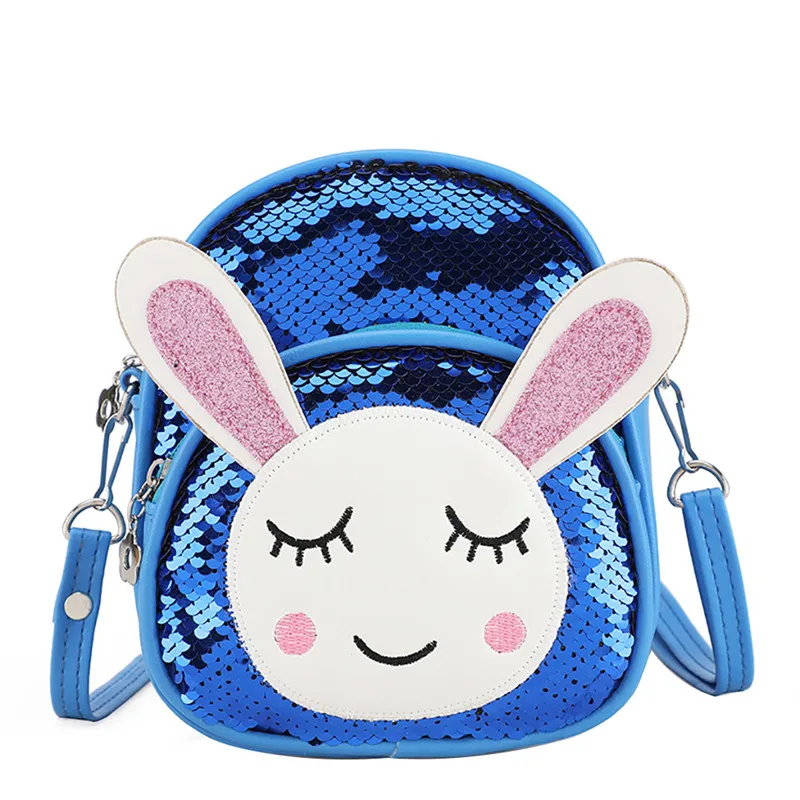 Женский мини-рюкзак с блестками, милые заячьи ушки, сумка на плечо для девочек, школьные сумки, блестящие дорожные рюкзаки, детский рюкзак - Цвет: Синий