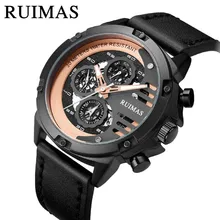 RUIMAS relojes deportivos de cuarzo para hombre, pulsera de lujo resistente al agua con espejo Hardlex, indicación de 24 horas, indicador de semana, luminoso