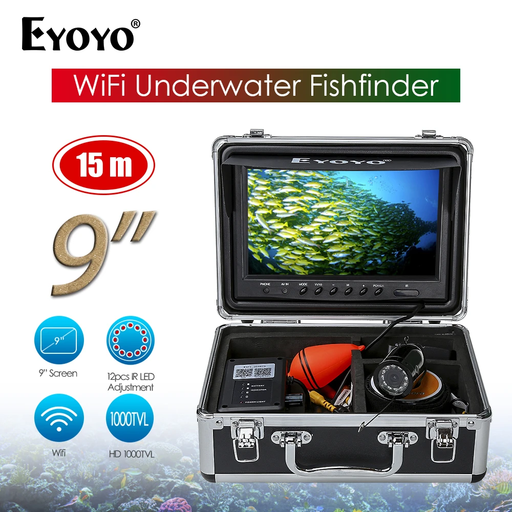 

Eyoyo Wifi Wireless Underwater Fishing HD Camera 7" LCD 1000TVL Fish Finder Video Recorder 8GB DVR For IOS Android APP