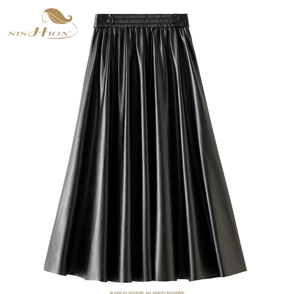 Осень зима 2020 юбка из искусственной кожи WF0170 винтажная однотонная женская