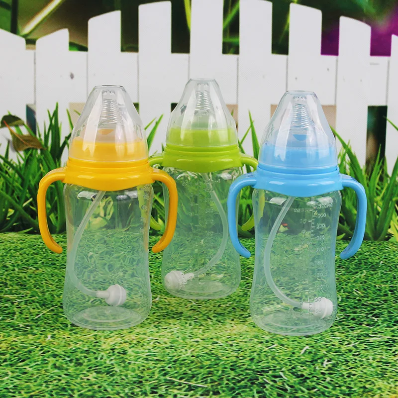 

Happy Doll PP Feeding Bottle 320 Ml Large Size Wide Aperture with Grip Automatic Feeding Bottle Npp1057