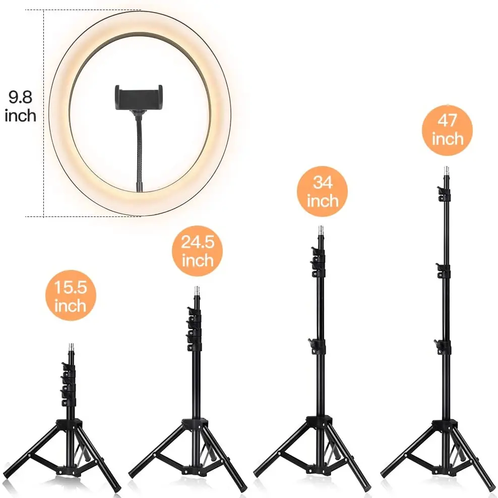 10 дюймов кольцевой светильник с штатив Трипод стойка регулируемый Регулируемая