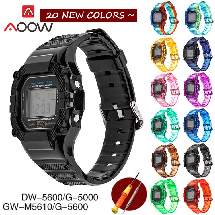 Transparent Sport Strap Bezel for Casio G SHOCK DW5600 GW 5610 Soft Men Replacement Watch Band Protective Case Refit Kit|Watchbands| -