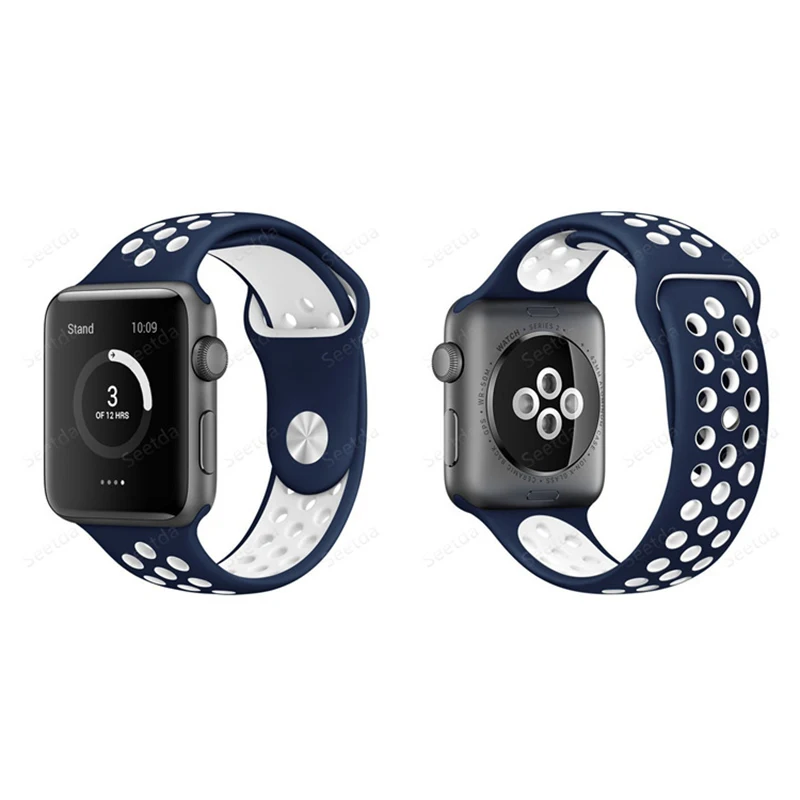 

For Apple Watch Series 5 4 3 2 1 42mm 44mm Soft Rubber Sport Watch Strap Quick Release Band Silicone Sport Fashion Wristband