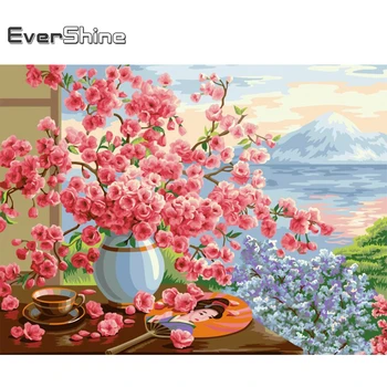 

Evershine Full Square Diamond Painting Cherry Blossoms Craft Kit 5D DIY Diamond Embroidery Flower Landscape Wall Decor