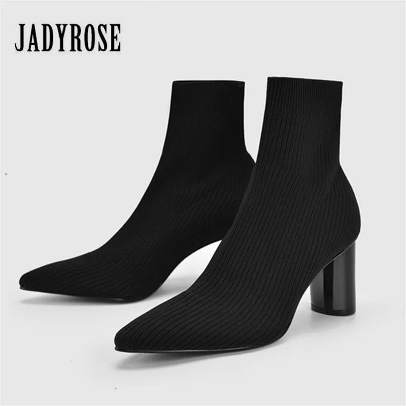 Jady/пикантные черные женские ботильоны эластичные вязаные носки на высоком