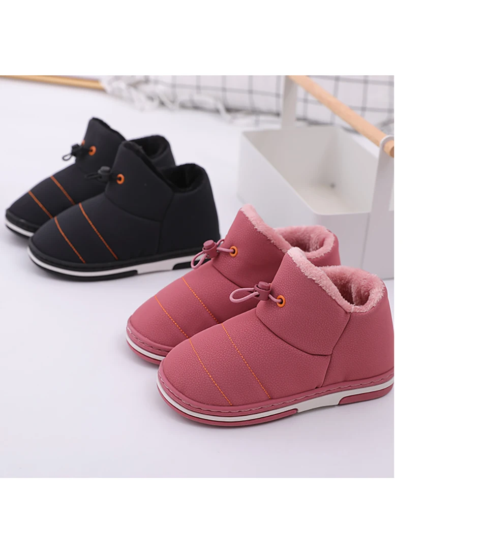 Children Boots Shoes New Winter Plush Warm Martin Boys Shoes Fashion Leather Soft Fleece Antislip Girls Boots