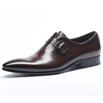

ZGZJYWM New Fashion Luxury Handmade Genuine Leather Buckle Strap Pointed Toe Oxford Business Casual Dress Men oxford Shoes