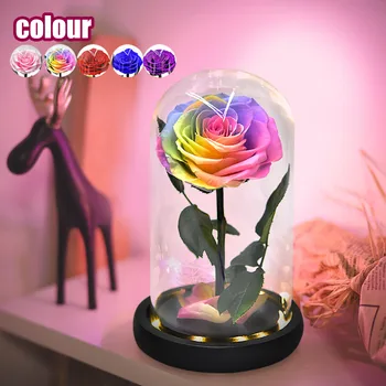 

Creative Rose Flower LED Light Valentine's Day Gifts Romantic Glass Rose Decor