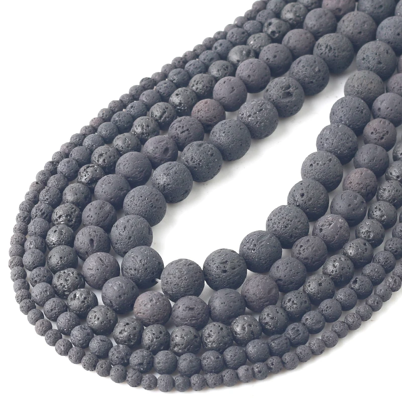 

Natural Stone Black Lava Volcanic Stone Round Loose Beads 4/6/8/10/12MM Fit Diy Charm Beads For Jewellery Making Accessories 15'
