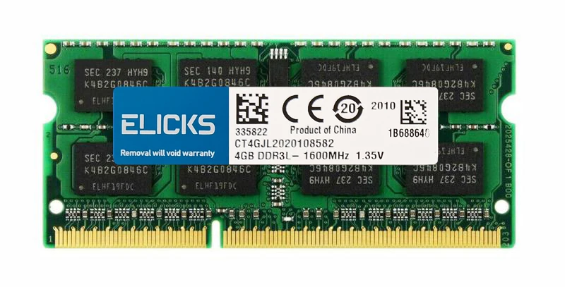 ELICKS DDR3L RAM 4GB 8GB 1600 MHz SODIMM PC3L-12800 Laptop Memory 204 Pin 1.35V green
