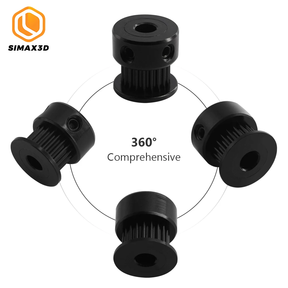 SIMAX3D 5 шт Черный GT2 зубчатый шкив 20 Зубы Алюминиевый диаметр 6/10 мм Ширина ремня 5/6