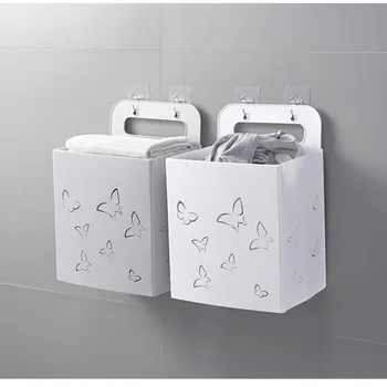 

New Style Laundry Basket Bathroom Folding Storage Cabinets Hole Punched Hidden Clothes Storage Basket Bathroom Storage Basket