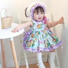 Новинка года; платье принцессы в стиле испанской Лолиты одежда для маленьких девочек милое платье без рукавов с принтом для девочек; детское винтажное платье vestidos; Y2604