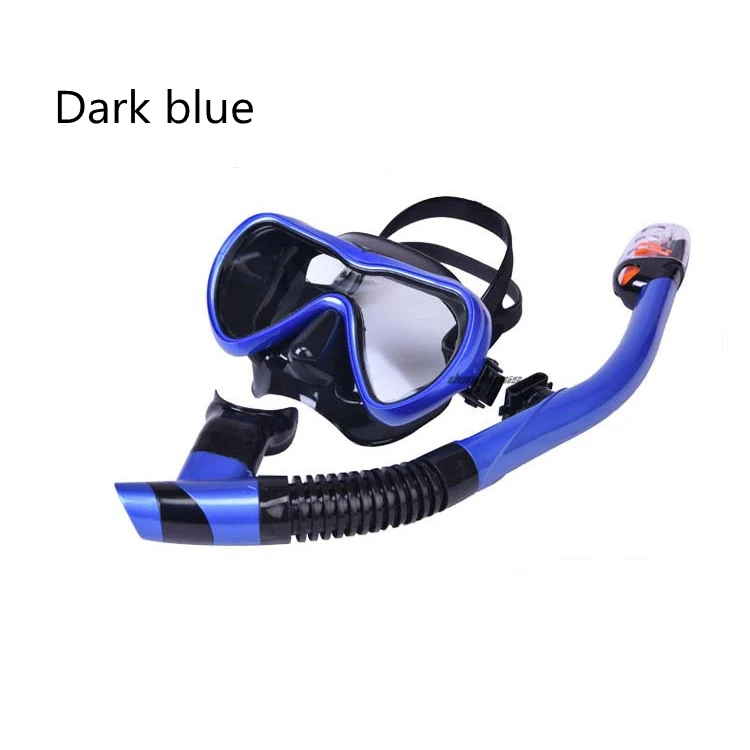 dark blue Маска для подводного плавания и подводного плавания профессиональная маска для подводного плавания, ныряния с дыхательной трубкой, анти-туман набор защитных очков оборудование для бассейна - Цвет: dark blue