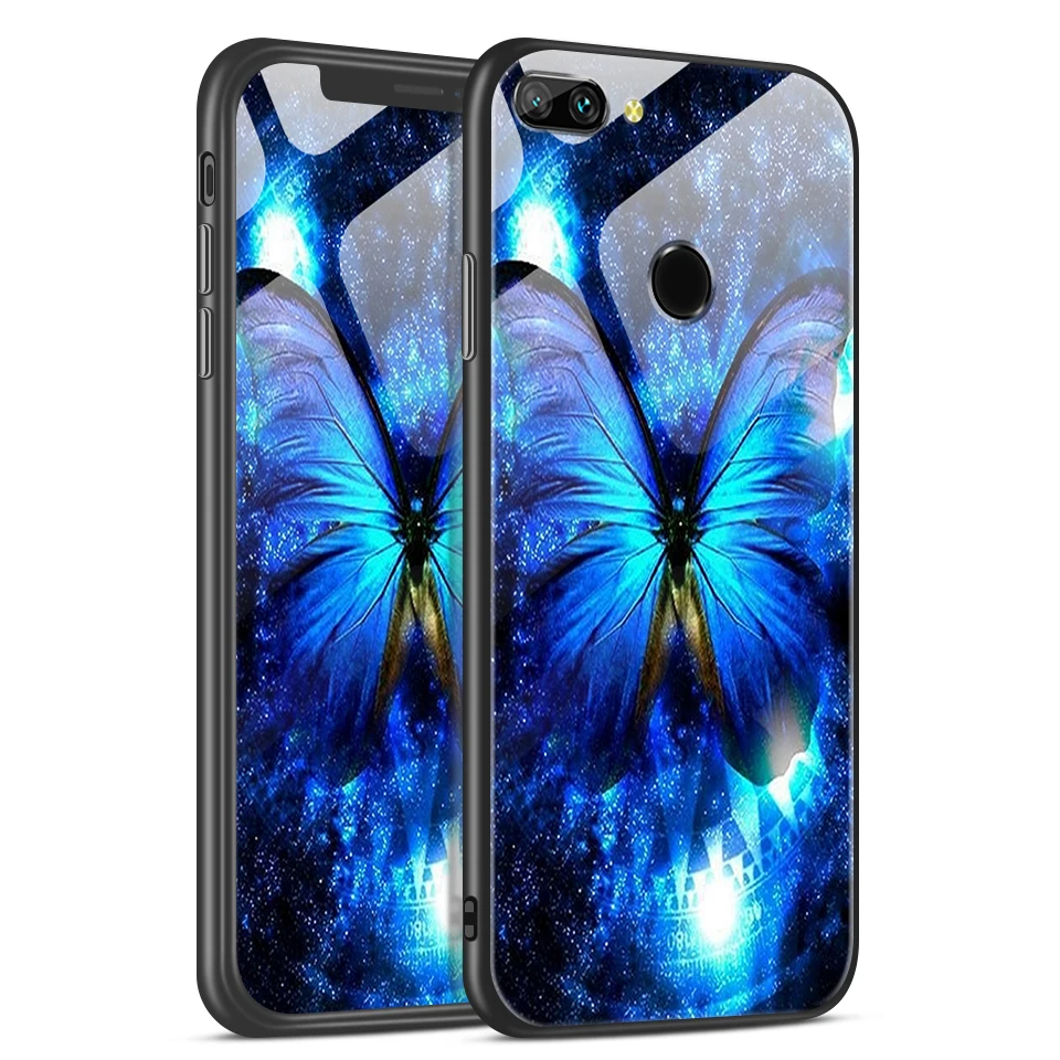 W199 Для huawei Honor 9/9 Lite мягкий край закаленное стекло чехол для huawei AL00/AL10/TL10 9lite звездный узор полная защита оболочки - Цвет: W199