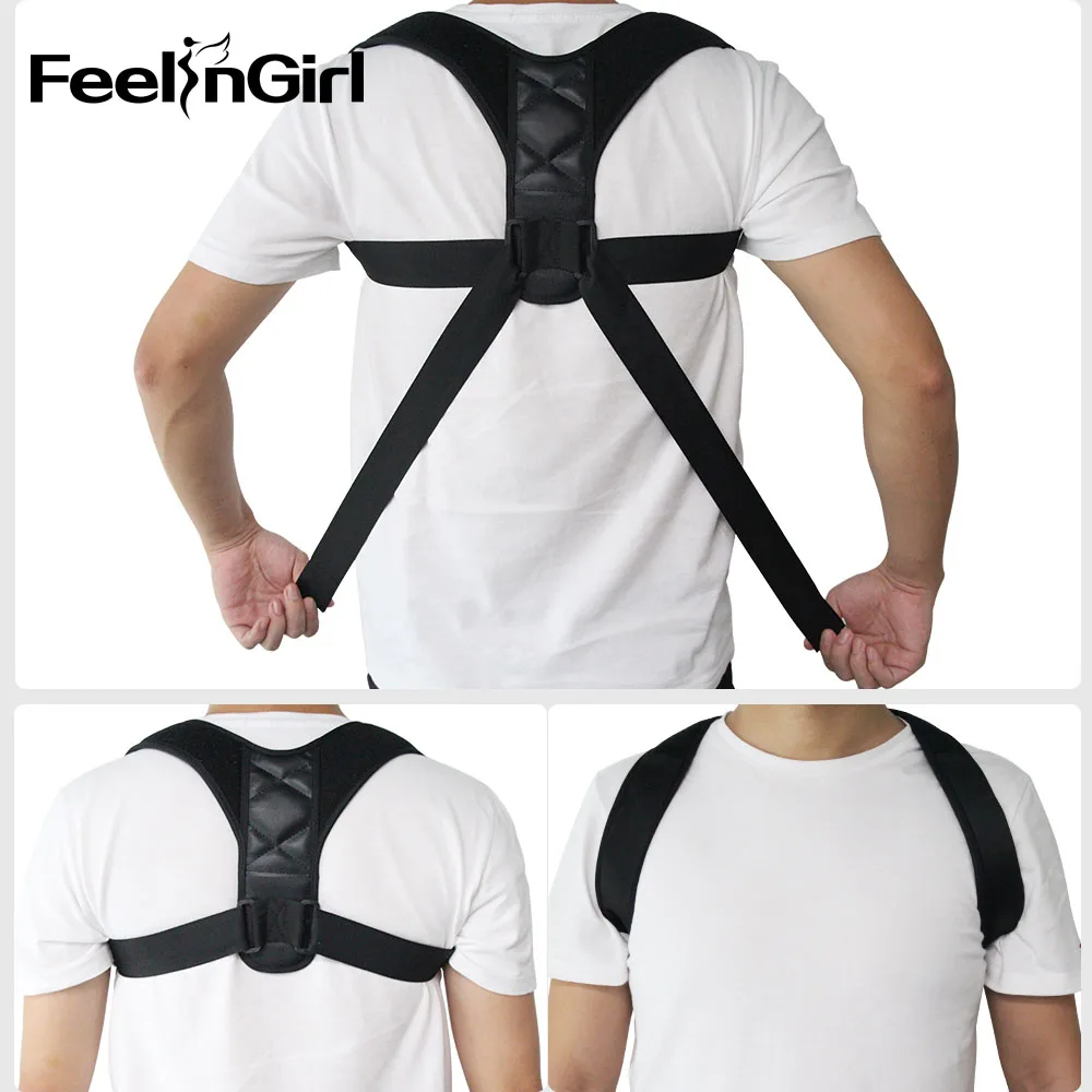 

FeelinGirl Brace Support Belt Adjustable Back Posture Corrector Back Shoulder Lumbar Posture Correction Clavicle Spine