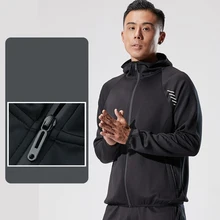 Мужская Женская толстовка с длинным рукавом, куртки для бега, спортивные тренировочные футбольные Джерси с капюшоном, пальто на молнии для бега, спортивный костюм