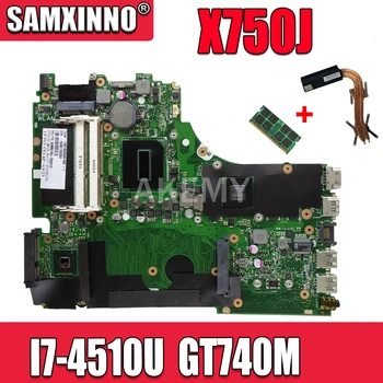شراءل Asus A750J K750J K750JB X750JB X750JN محمول اللوحة الأم اختبار 100% OK I7-4510U GT740M/2GB الحرة المبرد + 4GB RAM