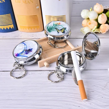 

Practical Fashion Portable KeyChain Ring Case Medicine Organizer Pill Box Makeup Storage Ashtray Container Stainless Steel