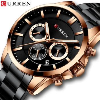 

CURREN Military Watch Men's Fashion Style Quartz Stainless Steel Wristwatches with Chronograph and Auto Date Relogio Masculino