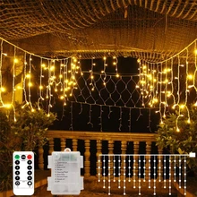 

Drop 16lines 96leds Outdoor Garden Fairy Light 3.5m Xmas LED Curtain Icicle String Light for Holiday Courtyard Patio Decoration